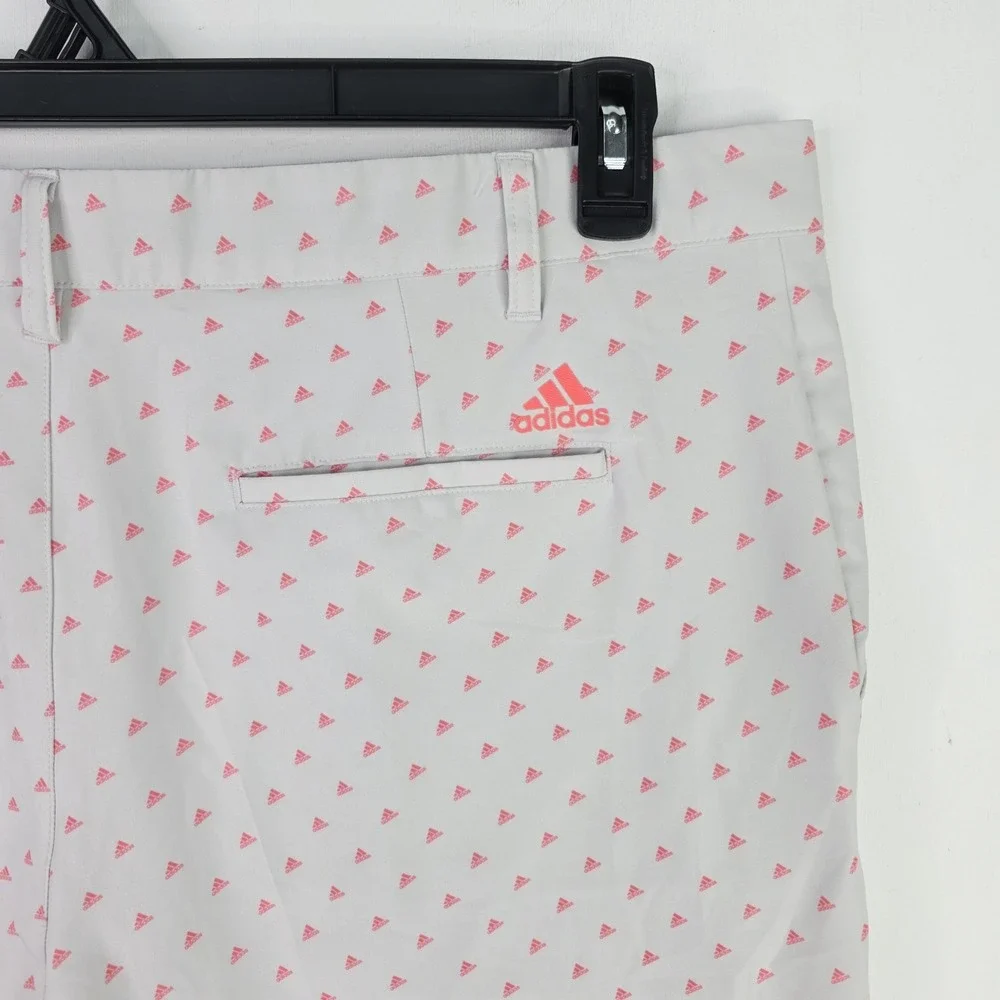 Adidas 365 Mens Golf Shorts Size 38 Gray Pink All Over Logo Print 9